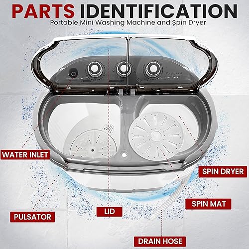 Miniatura 2 de Lavadora y secadora compacta para el hogar mini lavadora portátil 2 en 1 bañeras dobles capacidad de 11 libras 110 V ciclo de giro con manguera