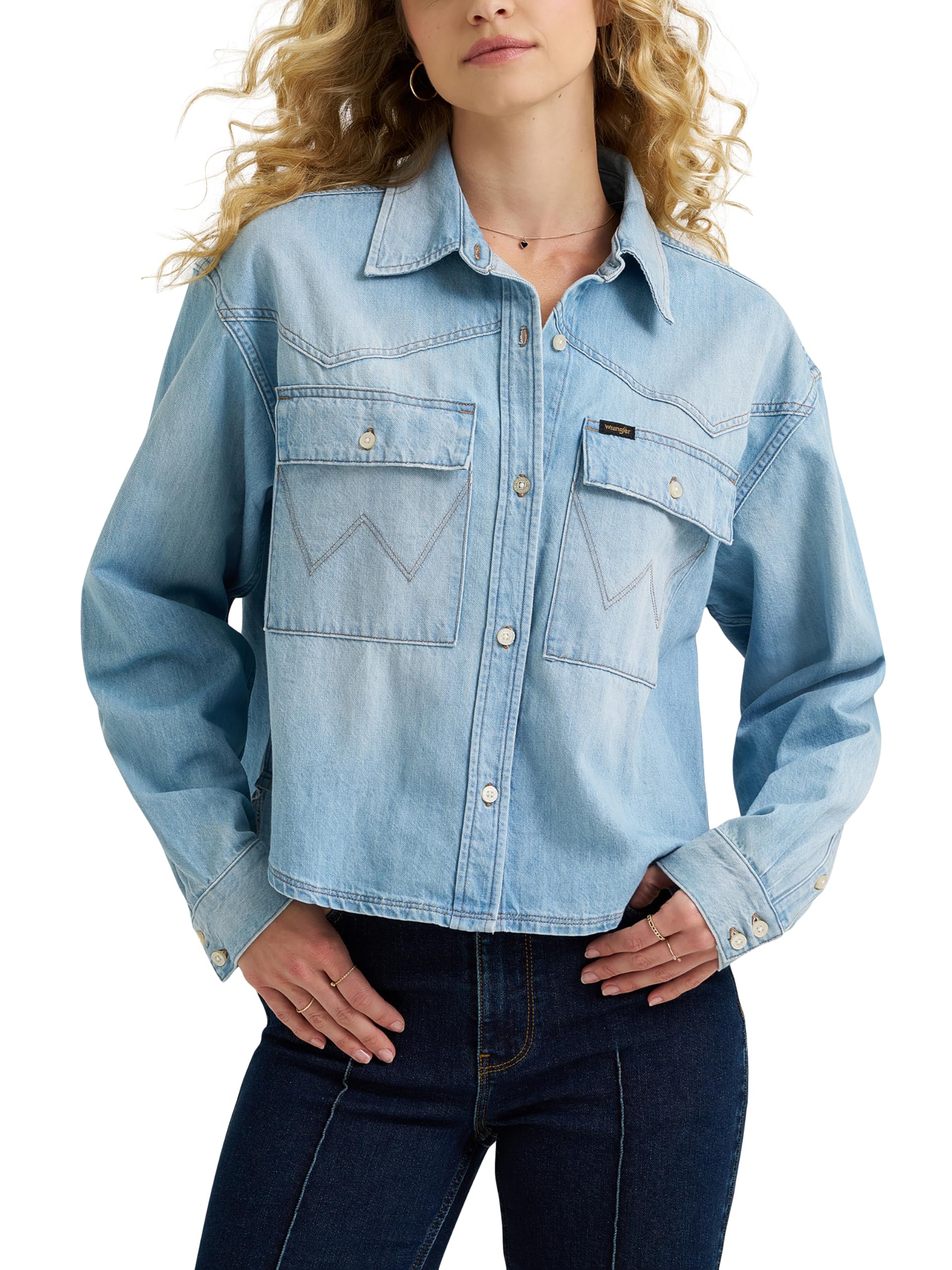Wrangler Camicia da Donna Boxy Denim, Nebbioso, XXL