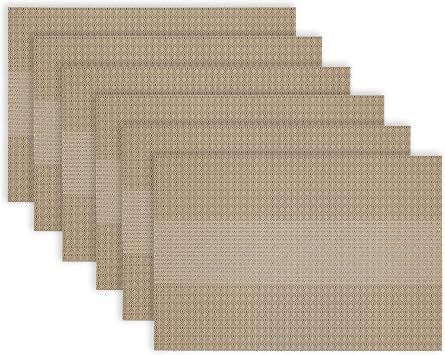 Dainty Home Washable Placemats Set of 6 12x18 Inch, Heat-Resistant, Non-Slip, Modern Table Mats for Dining, Kitchen, Family Meals Easy to Clean, Durable