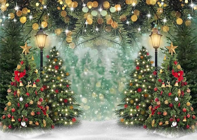 Amazon.com : CORFOTO 10x10ft Christmas Tree Farm Backdrop Winter ...