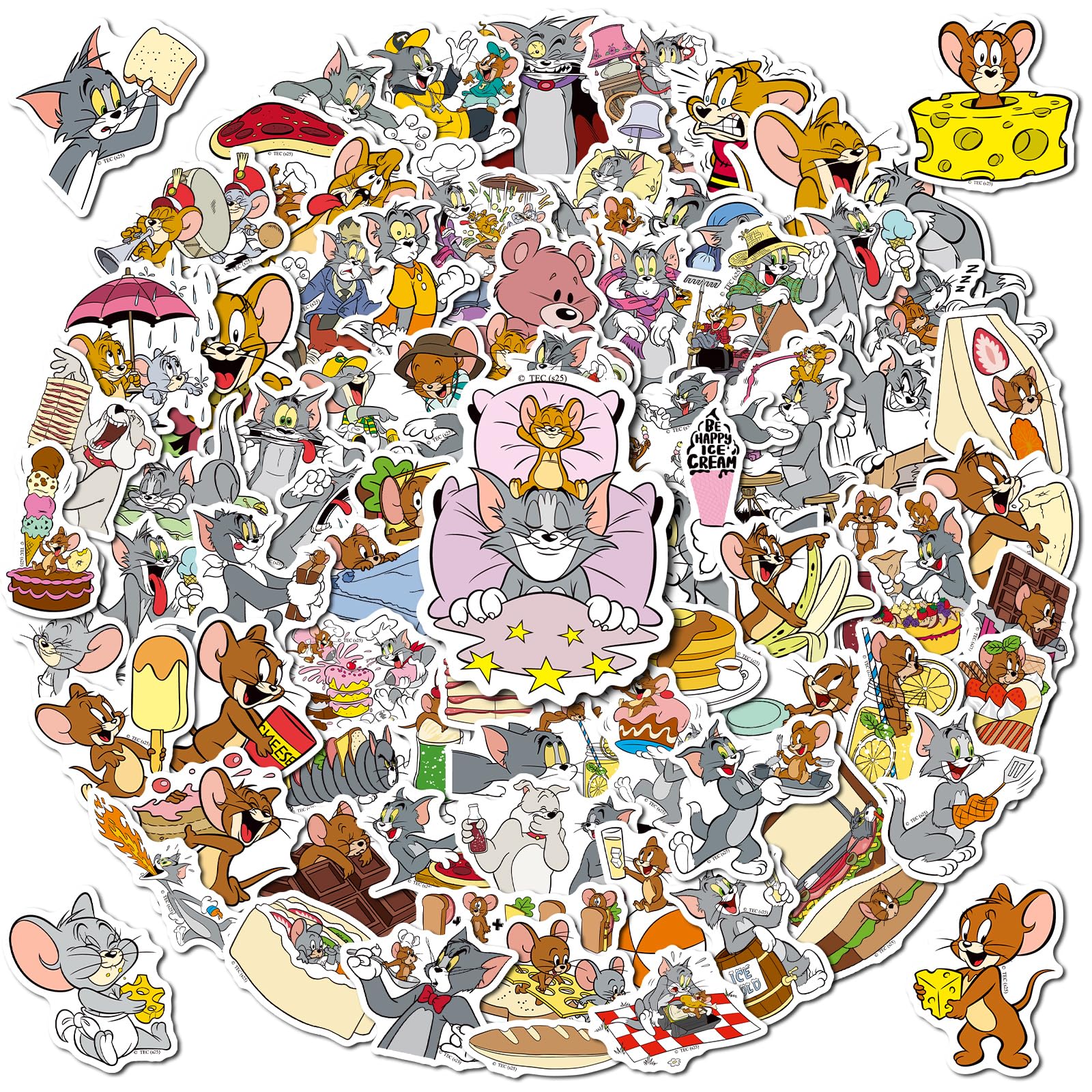 100 Stück Tom Und Jerry Aufkleber – Cartoon Sticker Für Laptop, Auto, Handy & Wand