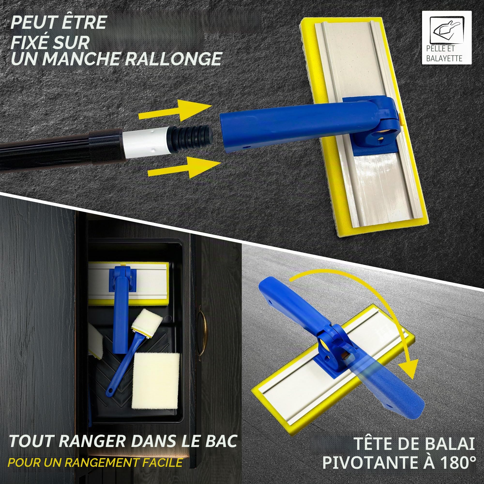 Lot de tampons de peinture pour murs et plafonds, y compris les tampons de peinture grands, moyens, petits, triangulaires, plats pour la décoration, têtes interchangeables, extensibles,