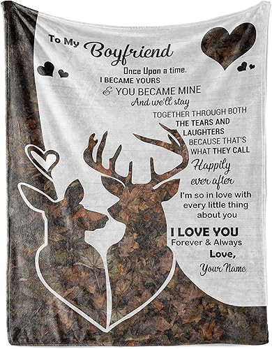 Launchigo Mantas personalizadas con texto en inglés I Love You from Girlfriend. Mantas de sherpa cálidas para regalo de cumpleaños, San Valentín y