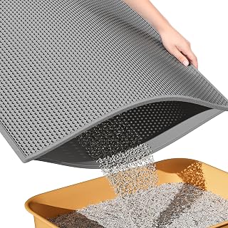ESTHELLO Cat Litter Trapping Mat - Honeycomb Double Layer, Paw-Friendly EVA, Washable Easy Clean 24x15 Gray