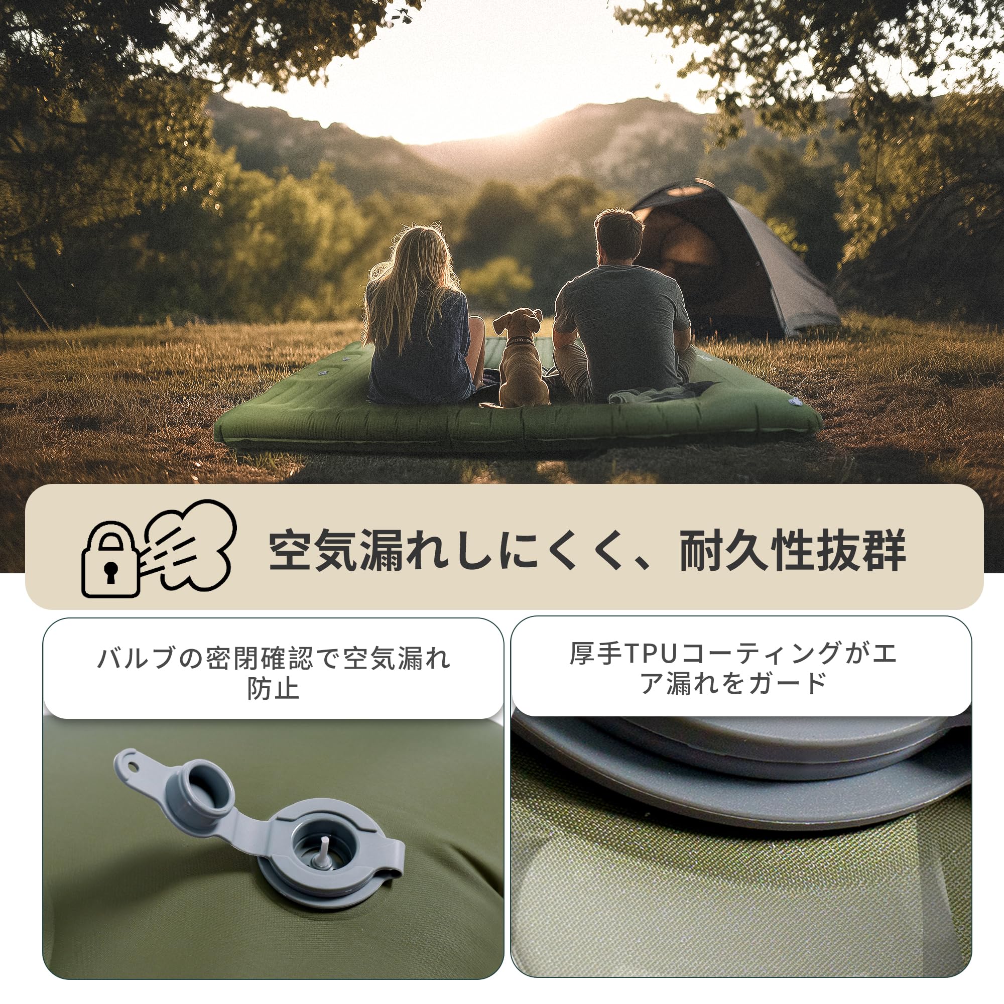 Amazon.co.jp: Origem エアーマット キャンプマット 2人用ダブル 厚さ