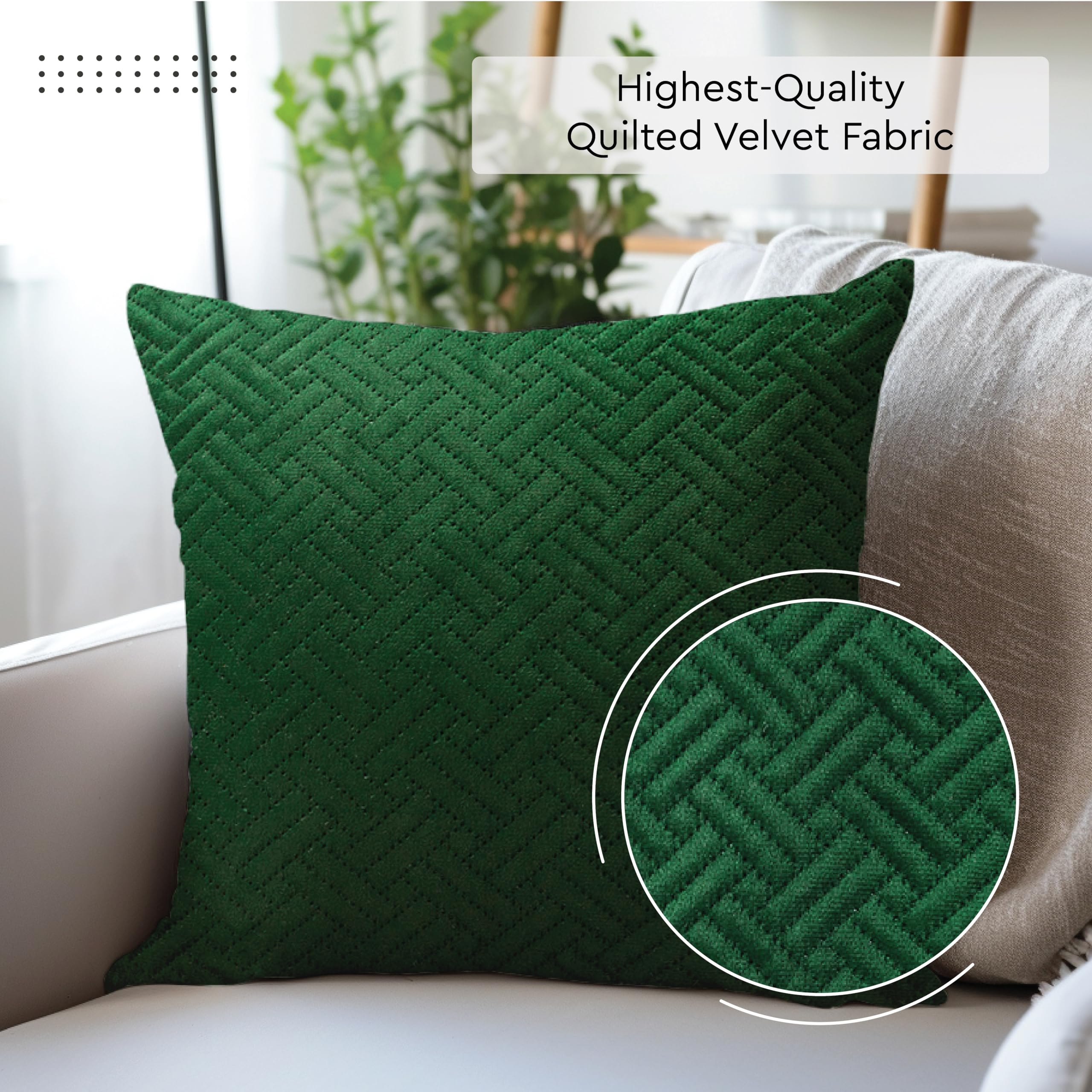 Encasa XO Cushion Covers 40x40 cm Set of 2, Forest Green, 40 x 40 cm (Pack of 2) - Image 4