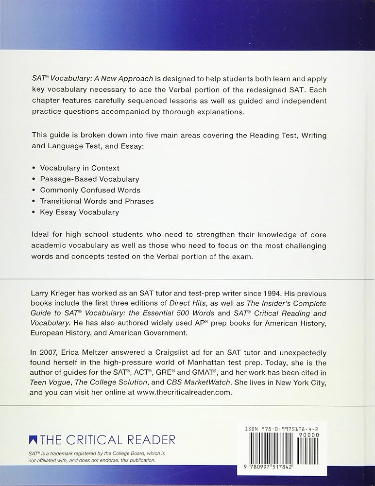 Amazon | SAT Vocabulary: A New Approach | Meltzer, Erica L