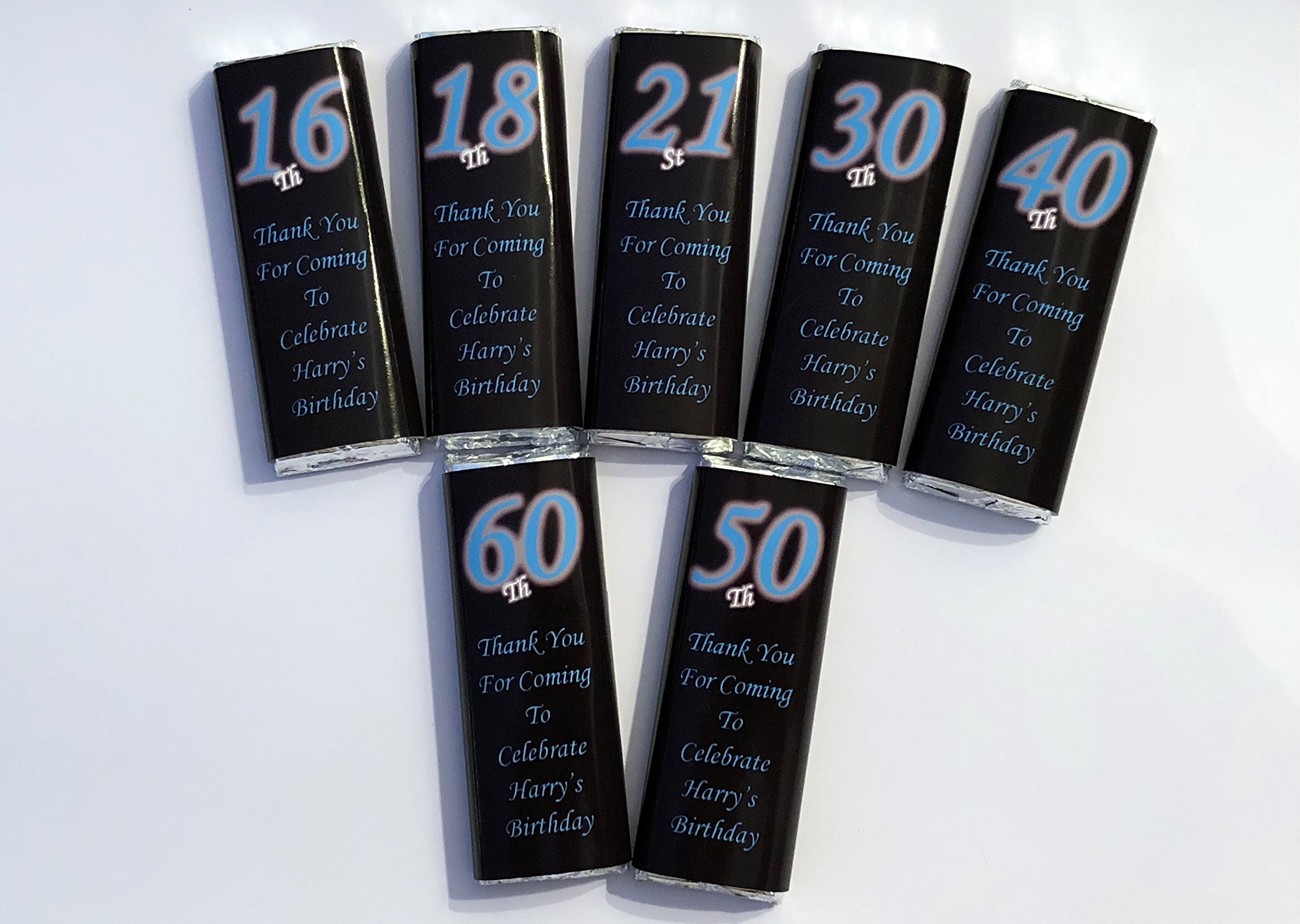 Personalised DIY Birthday Party Chocolate Bar Wrappers Favours Ref BB 16th 18th 21st 30th 40th 50th 60th 65th 70th 80th Birthdays (100)