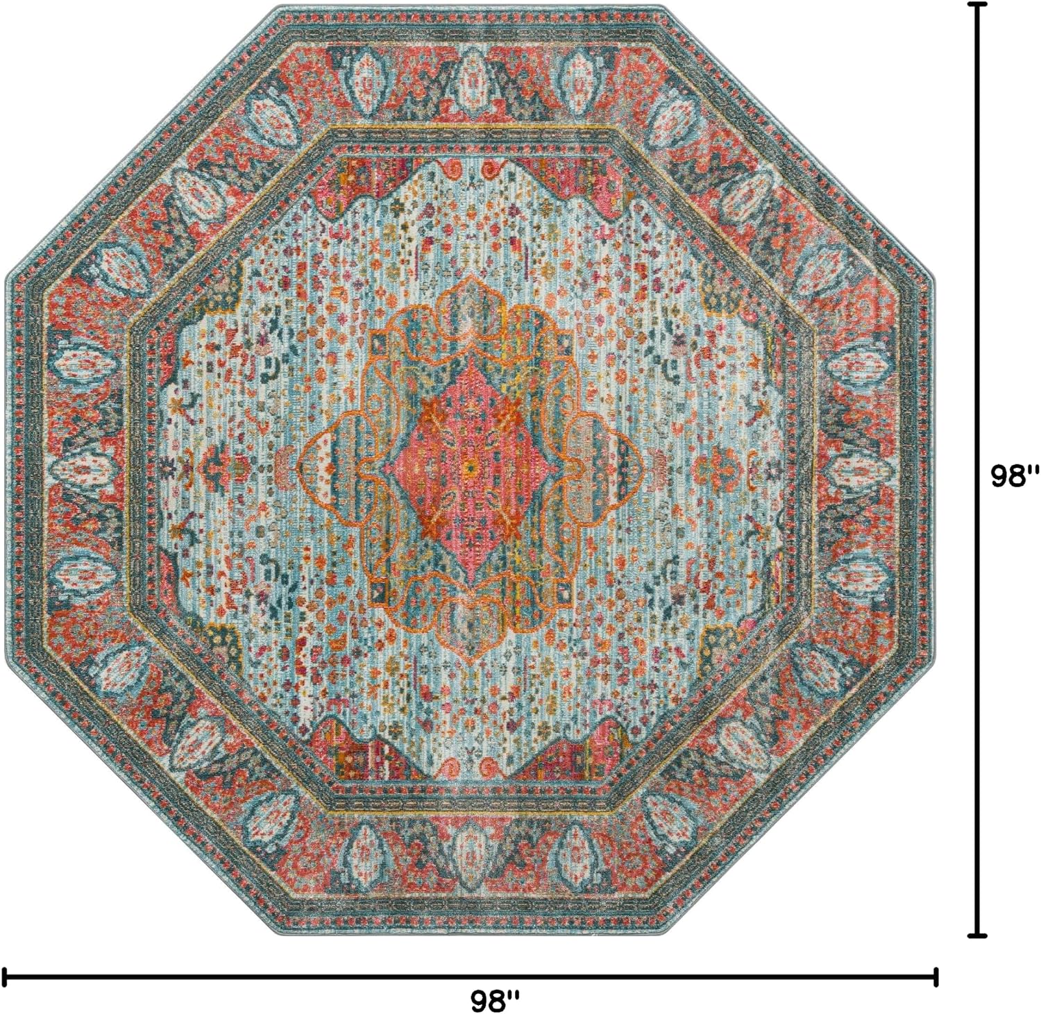 Unique Loom Baracoa Collection Area Rug - Malecon (8' 2" Octagon, Light Blue/ Orange)