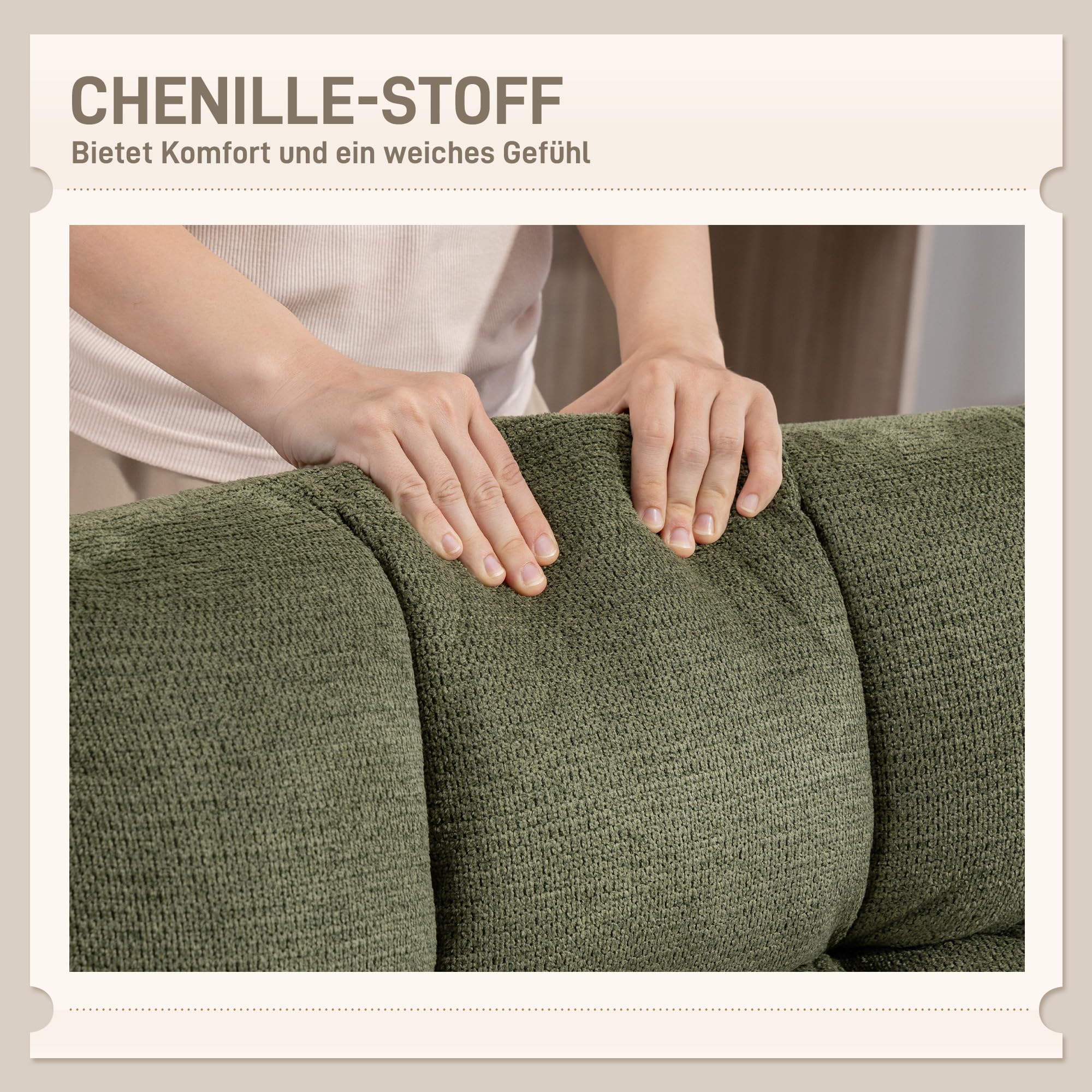HOMCOM Sessel Drehbar Loungesessel mit Breiter Sitzfläche, gepolstert Relaxsessel mit wasserabweisend Chenille-Optik, gekreuzt Stahlbeine, modern Polsterstuhl für Wohnzimmer, Schlafzimmer, Grün