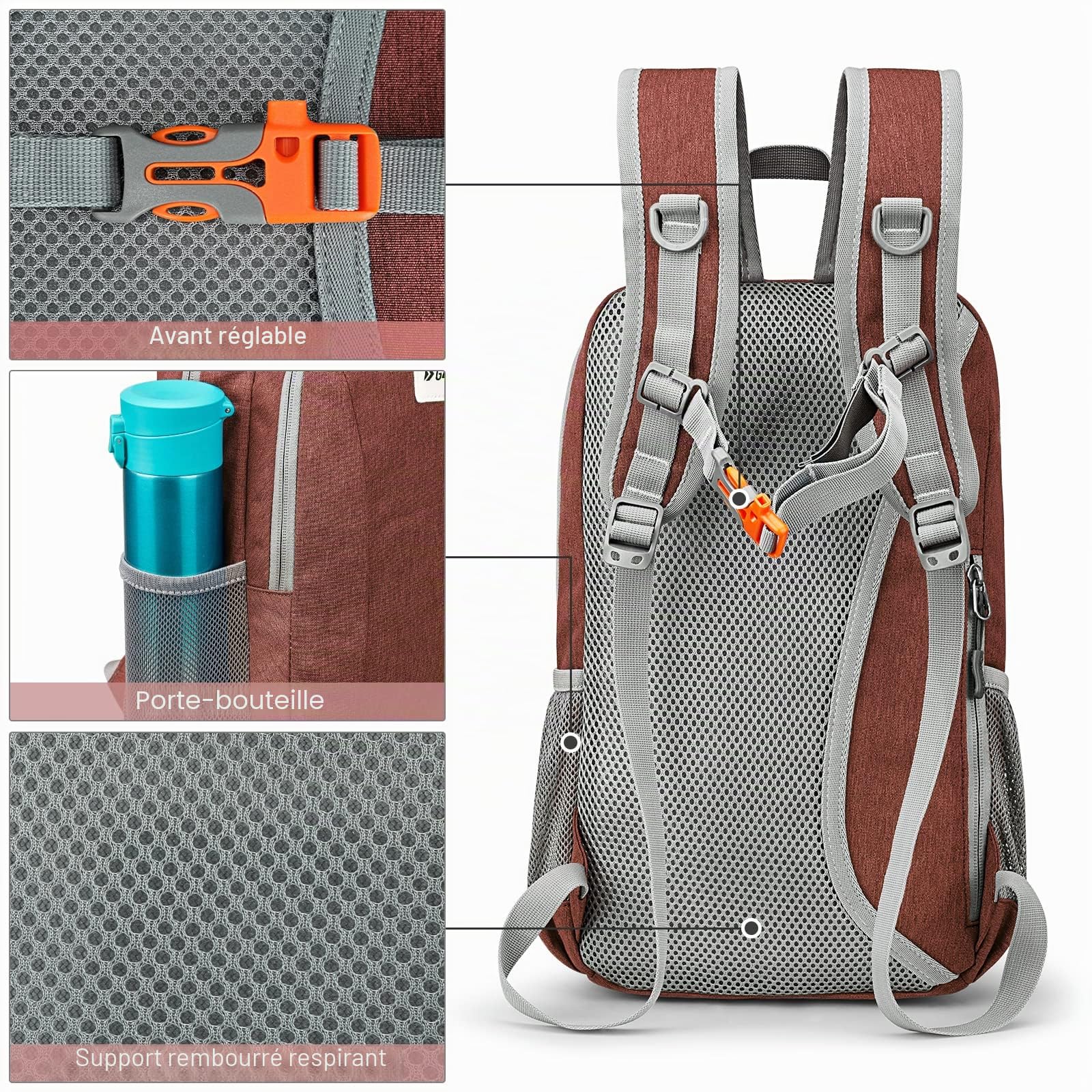 G4Free Mini sac à dos de trekking multifonction de 10 l - Pour voyage et randonnée - Pour homme et femme