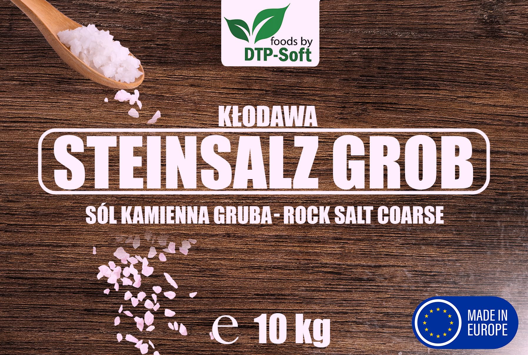Steinsalz grob im Eimer Kochsalz körniges natürliches Premiumqualität TOP non-GMO (10kg)