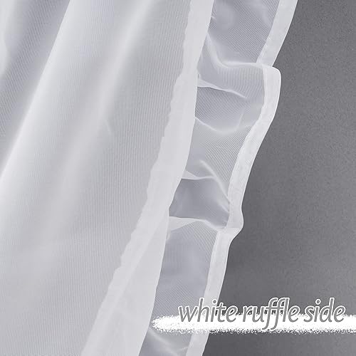 Vista 95 de PONY DANCE Cortinas decorativas para niñas, cortinas decorativas para niños, cortina de doble capa con volantes, superposición para oscurecer