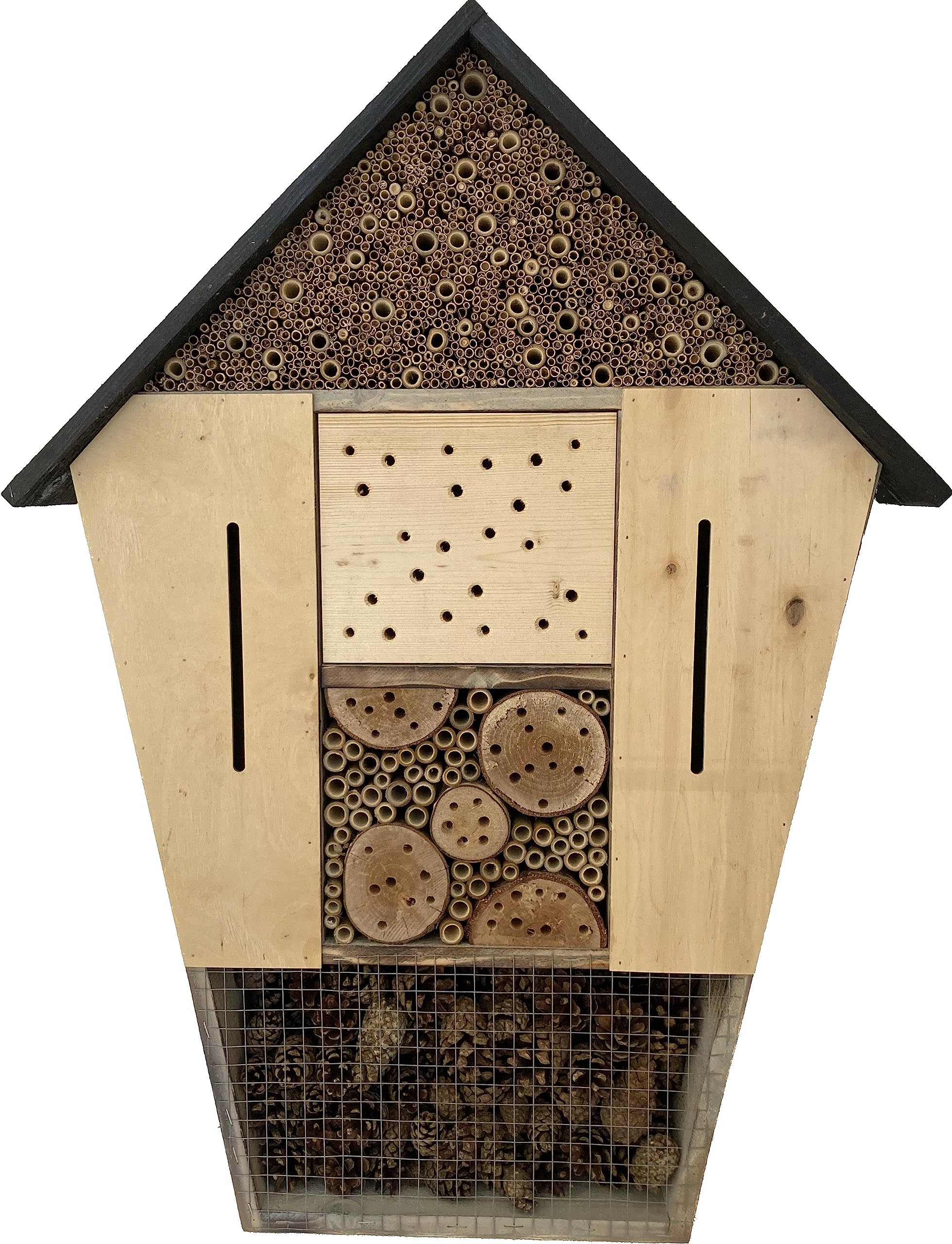 Insektenhotel für Nützlinge – 6 Fächer, Holz, 57 x 79 x 11,5 cm, für Bienen, Schmetterlinge und andere Insekten