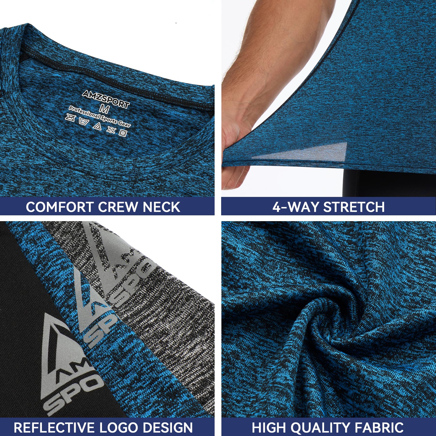 AMZSPORT Camisa de Compresión para Hombre Camiseta de Manga Corta Fitness Shirt