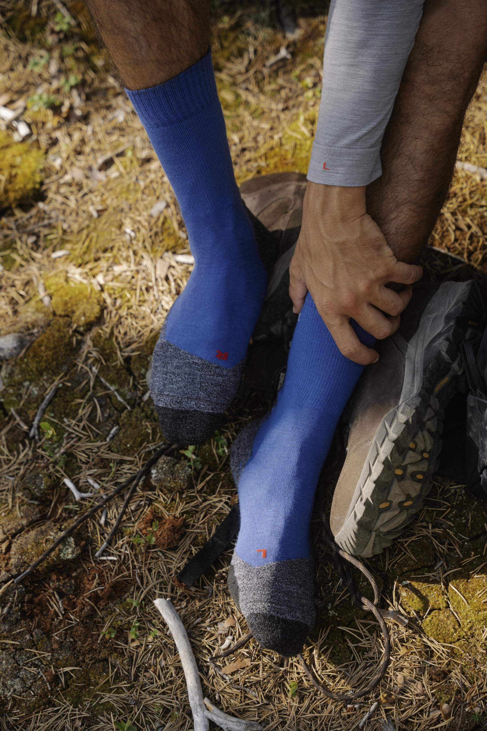 FALKE Herren Wandersocken TK2 Explore M So Wolle Funktionsmaterial antiblasen dick 1 Paar, Blau Stone Blue 6599, 46-48 (Packung mit 2)