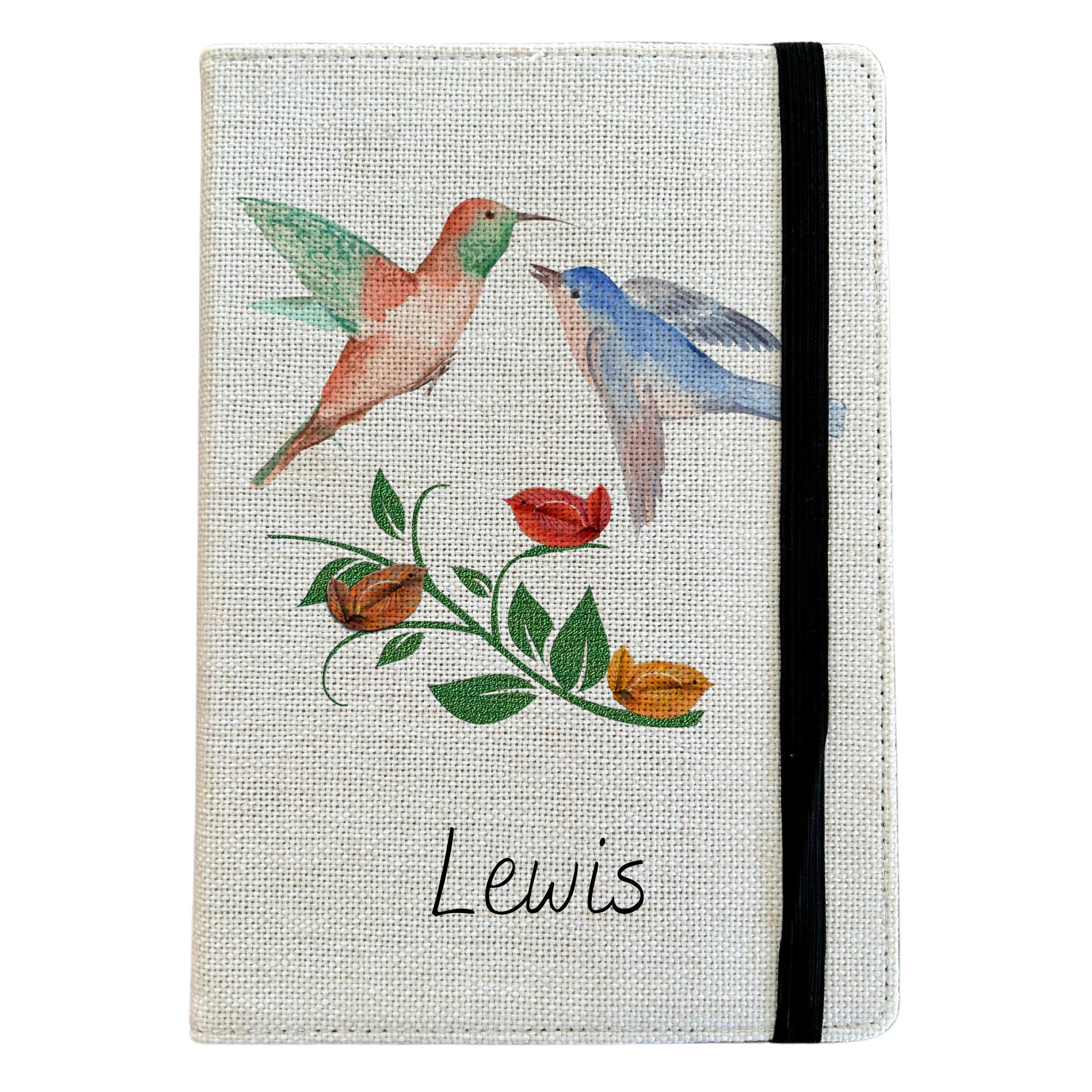 Personalised Bird Watching A5 Notebook - Custom Wildlife Lined Journal - Reusable Animal Notebook Cover - Linen Hardback Journal Cover Gift