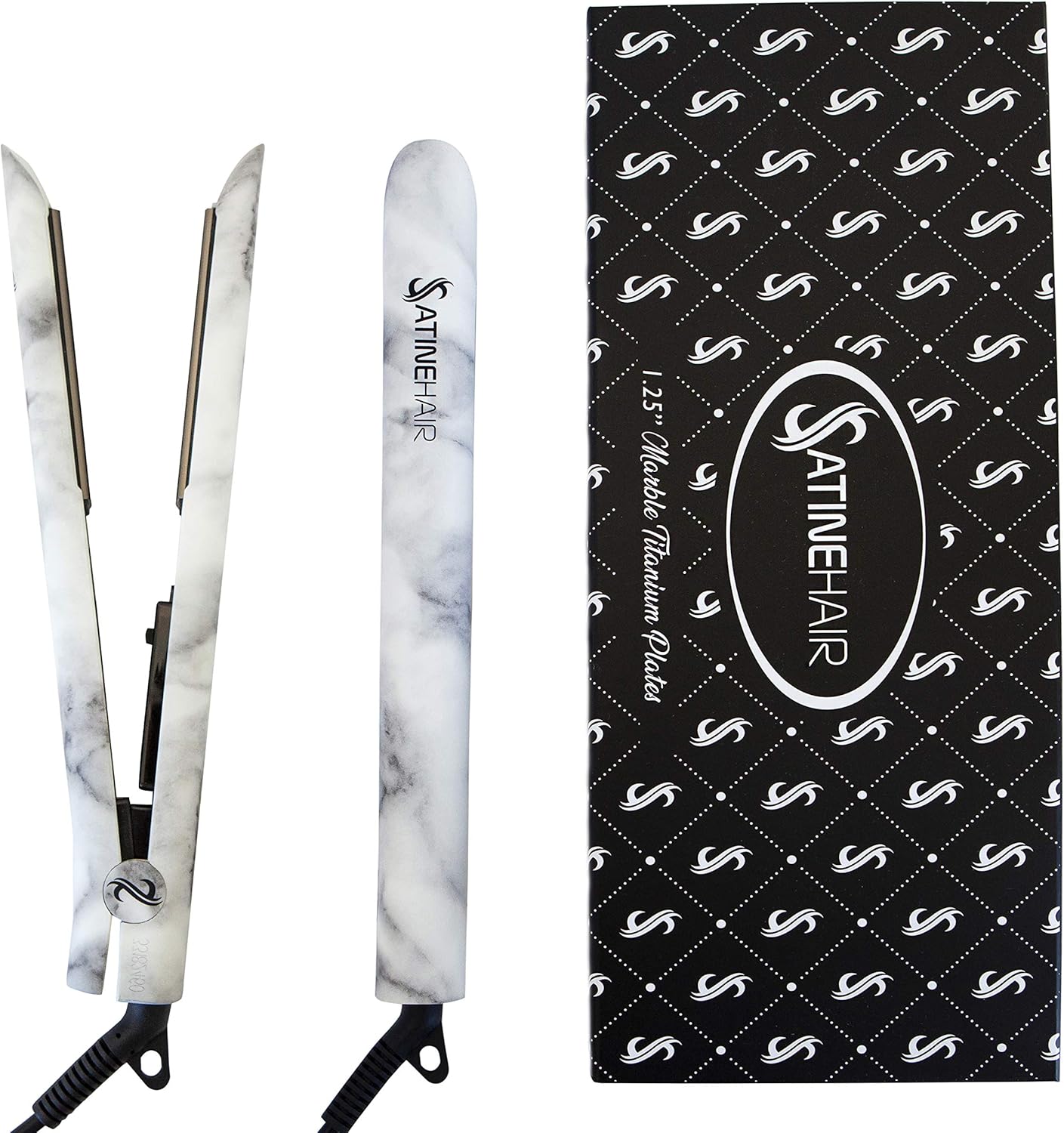 Plancha de pelo profesional 2 en 1 - Satine hair - Tecnología iónica, infrarroja, placa de titanio (mármol) Marble