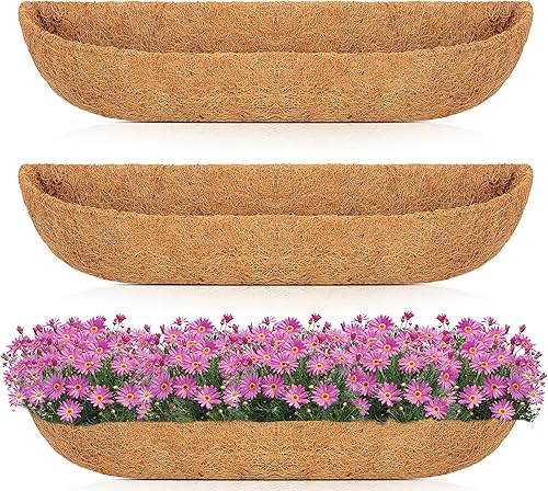 Vista 10 de Y&M Juego de 2 cestas colgantes de fibra de coco preformadas de 16 pulgadas, forro de repuesto de coco, 2 piezas