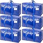 TICONN 6 Pack Extra Large Moving Bags with Zippers & Carrying Handles, Heavy-Duty Storage Tote Moving Boxes for Space Saving