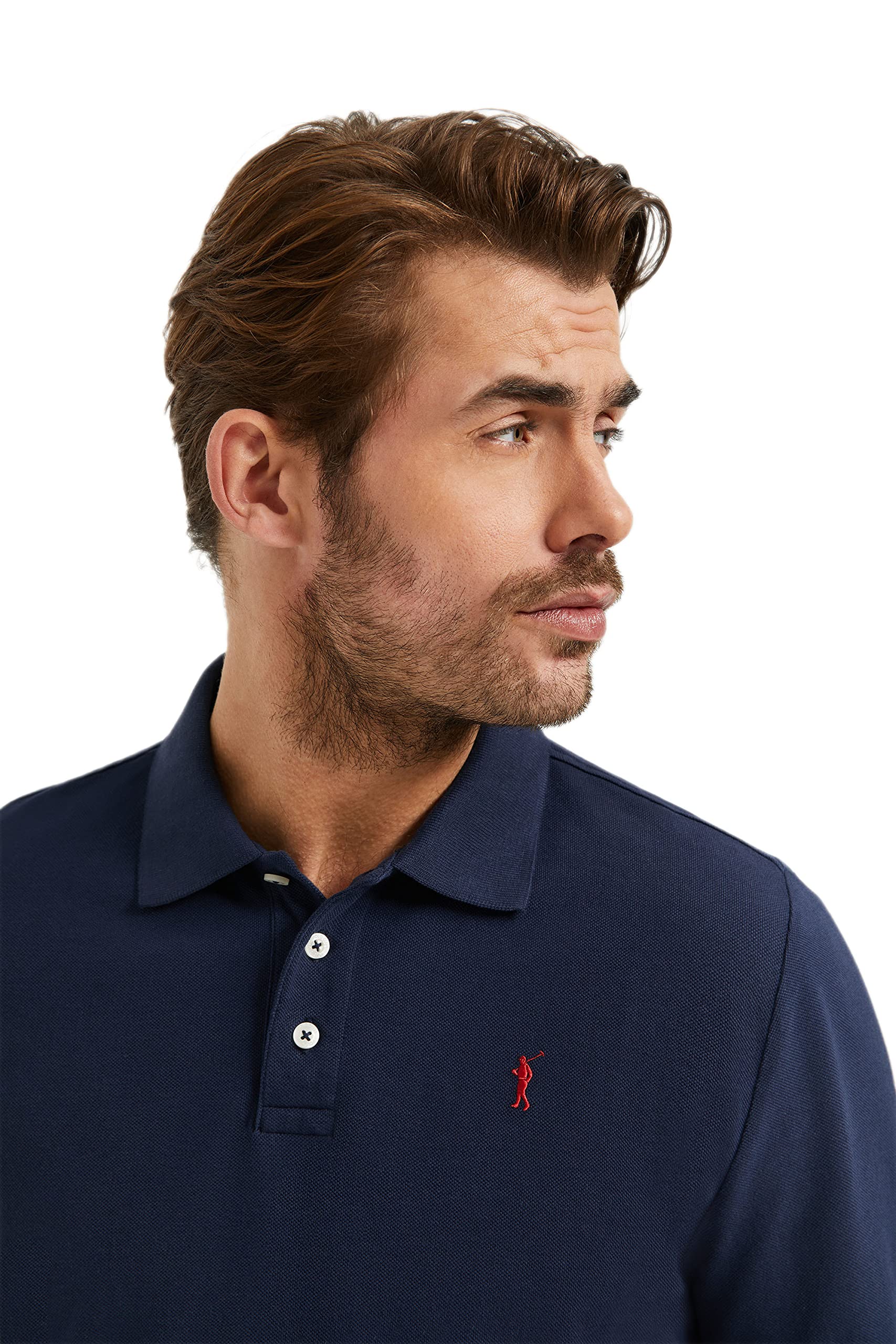 Polo Club Polo Elegante Uomo Manica Lunga Ricamo con Logo - 100% Cotone -