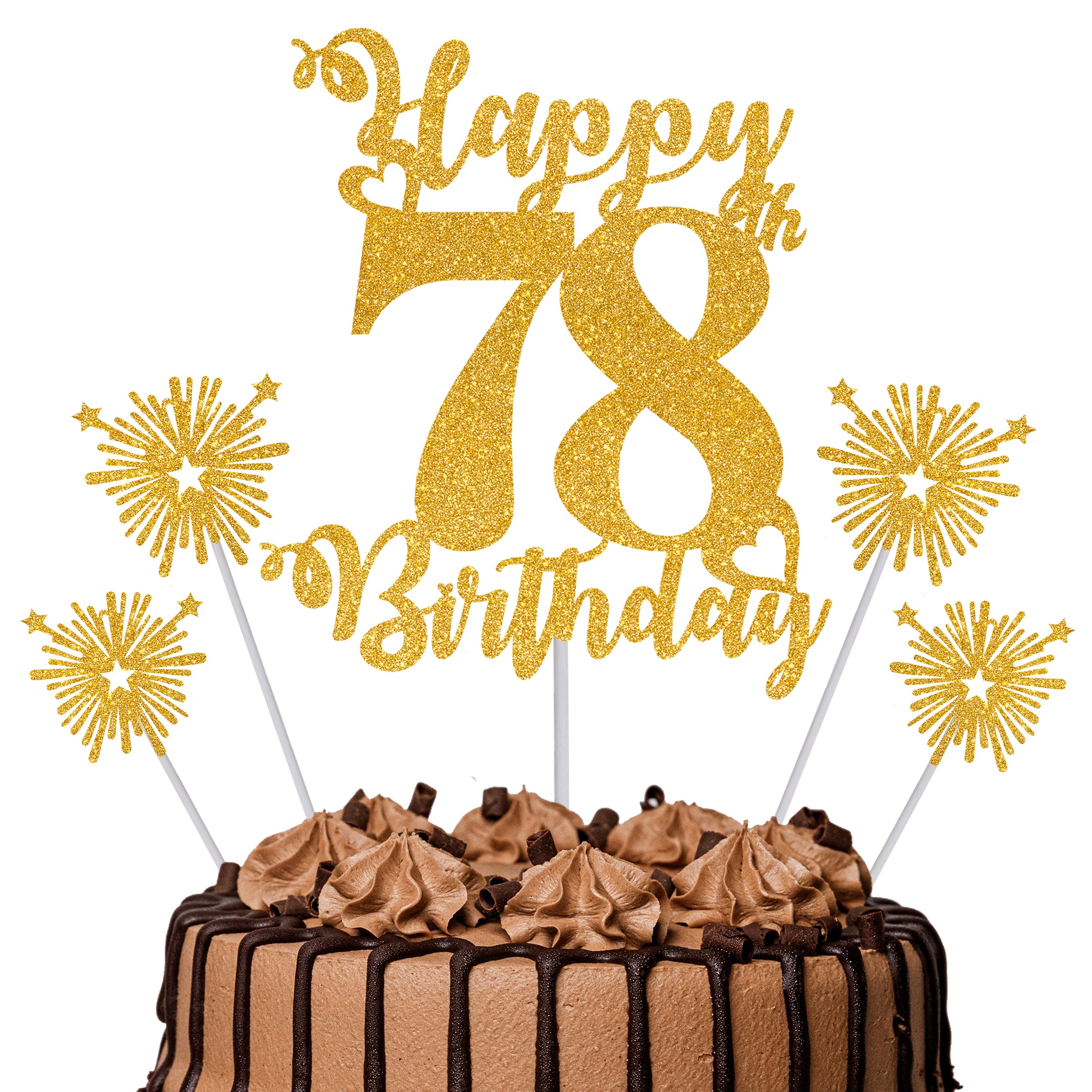 Gold Glitter 96th Birthday Cake Topper Set – 5 Piece Premium Glitter Birthday Decoration & Party Supplies for Men, Women & Kids – 96th Birthday — view 83