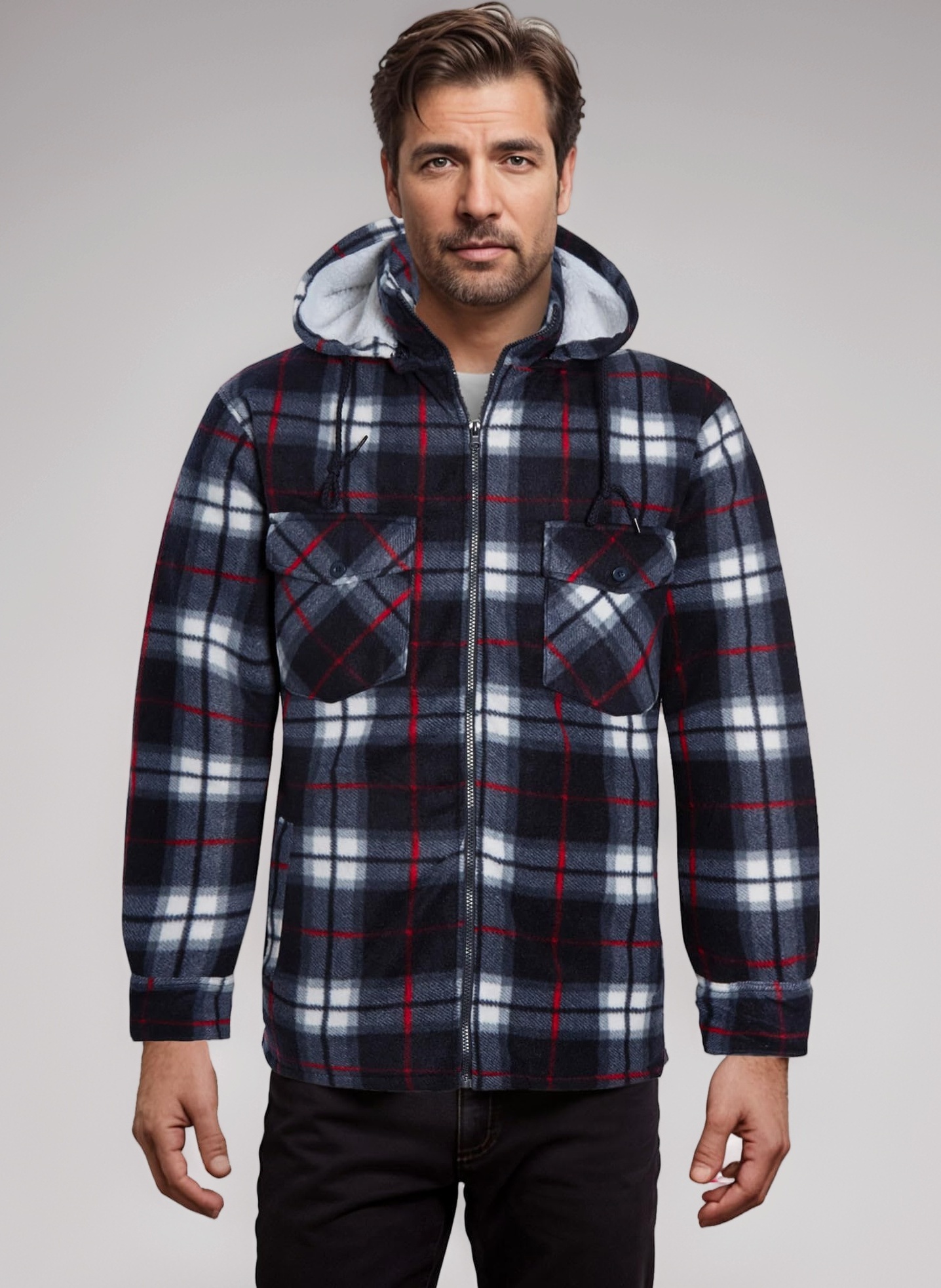 – Checked Hoodies For Men & Womens Fleece Hooded Jackets Lumberjack Coats Quilted Thermal Check Shirts