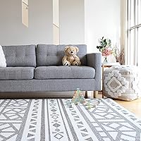 Vista 10 de Cushmat Elegante alfombra de juego de espuma reversible (grande, Explorer - rosa ceniza) - Tapete de juego suave, impermeable y duradero para bebés