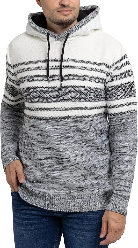 X RAY Mens Fashion Hoodies Pullover Sweater, Casual Knit Color Block Slim Fit Hoodies for Men