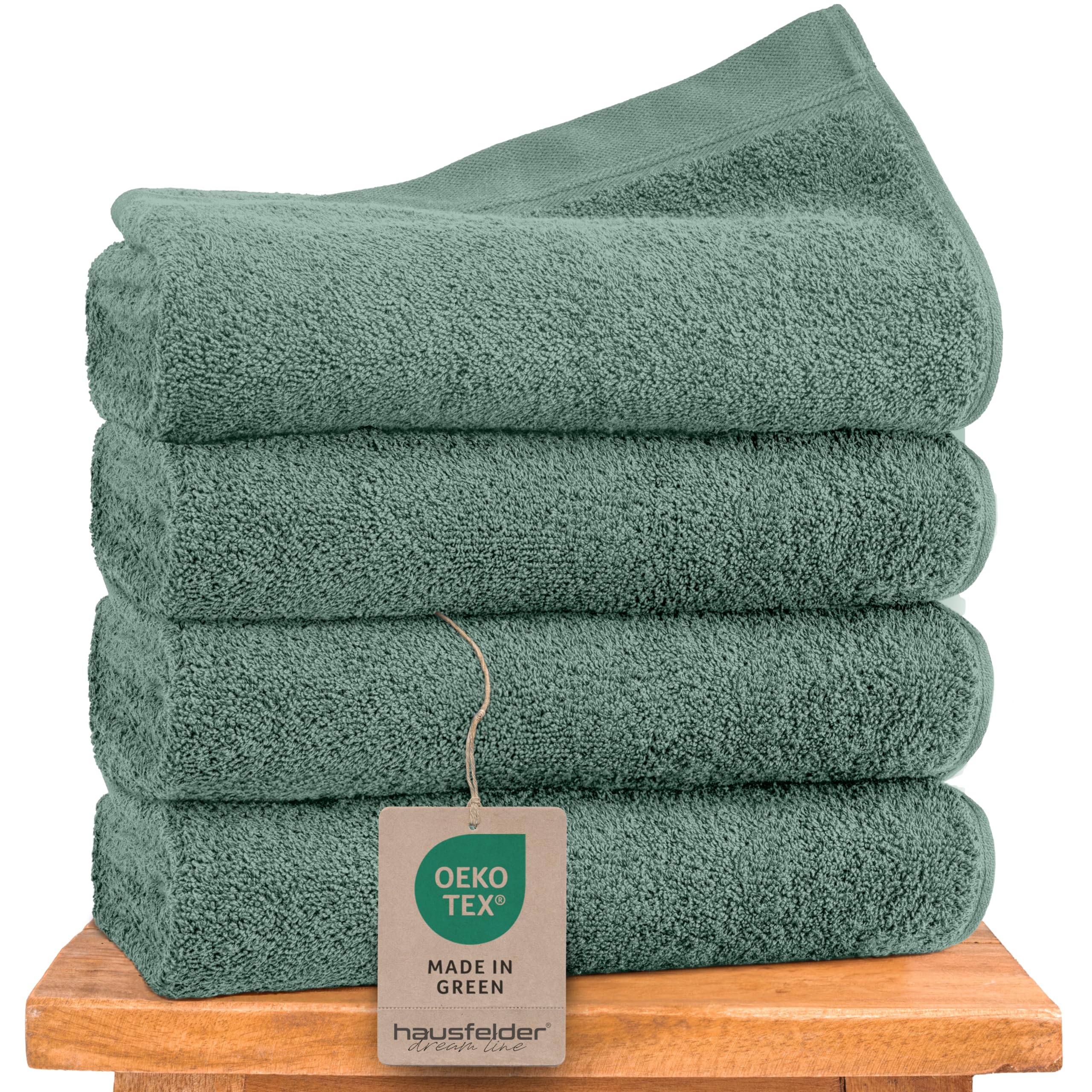 Hausfelder Asciugamani 50x100 cm – Set di asciugamani premium 500g/m² - 100% cotone, certificati Ökotex (50x100 cm erde chiaro)