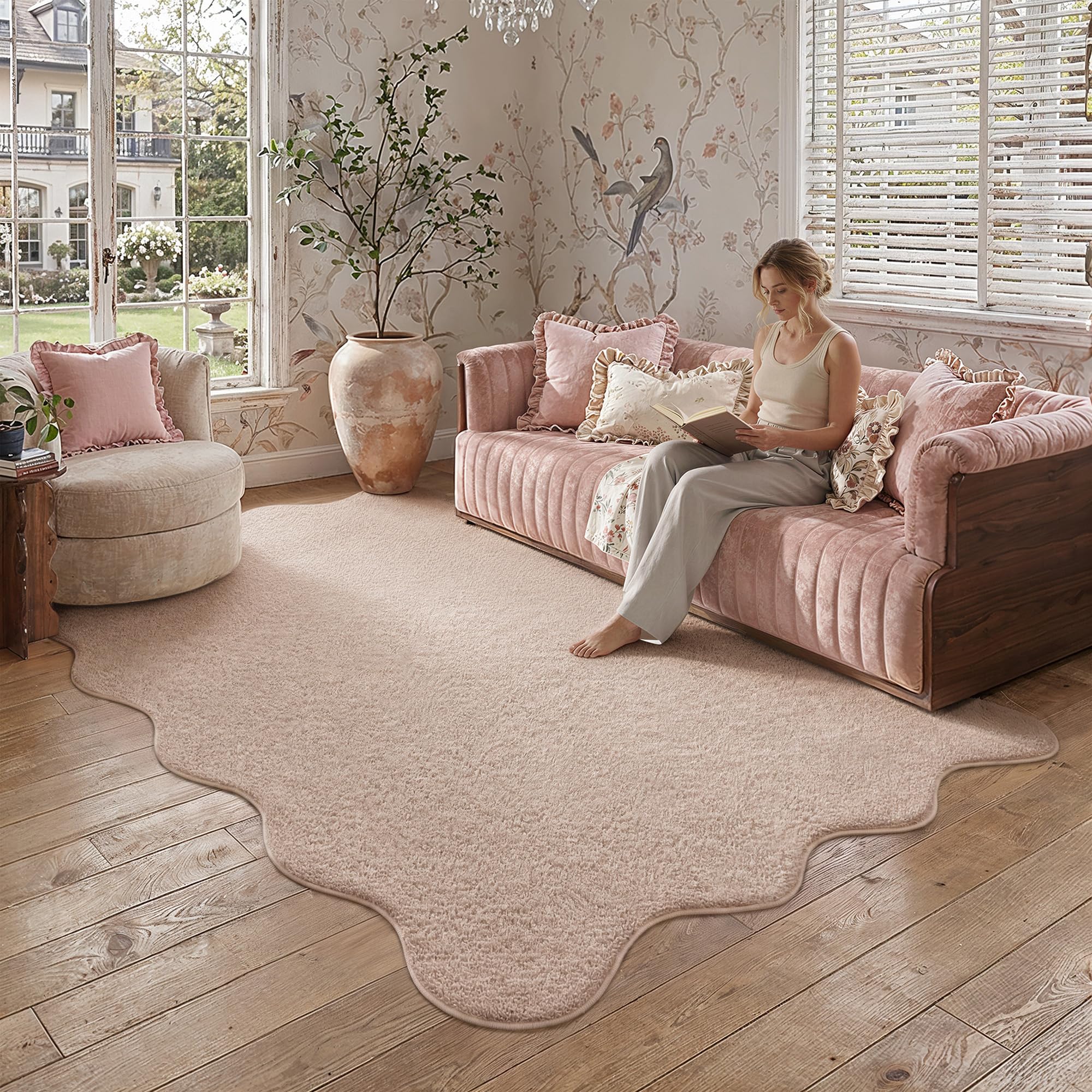 PureCozy Living Room Pink Rug 160x230cm Soft Fluffy Washable Carpet