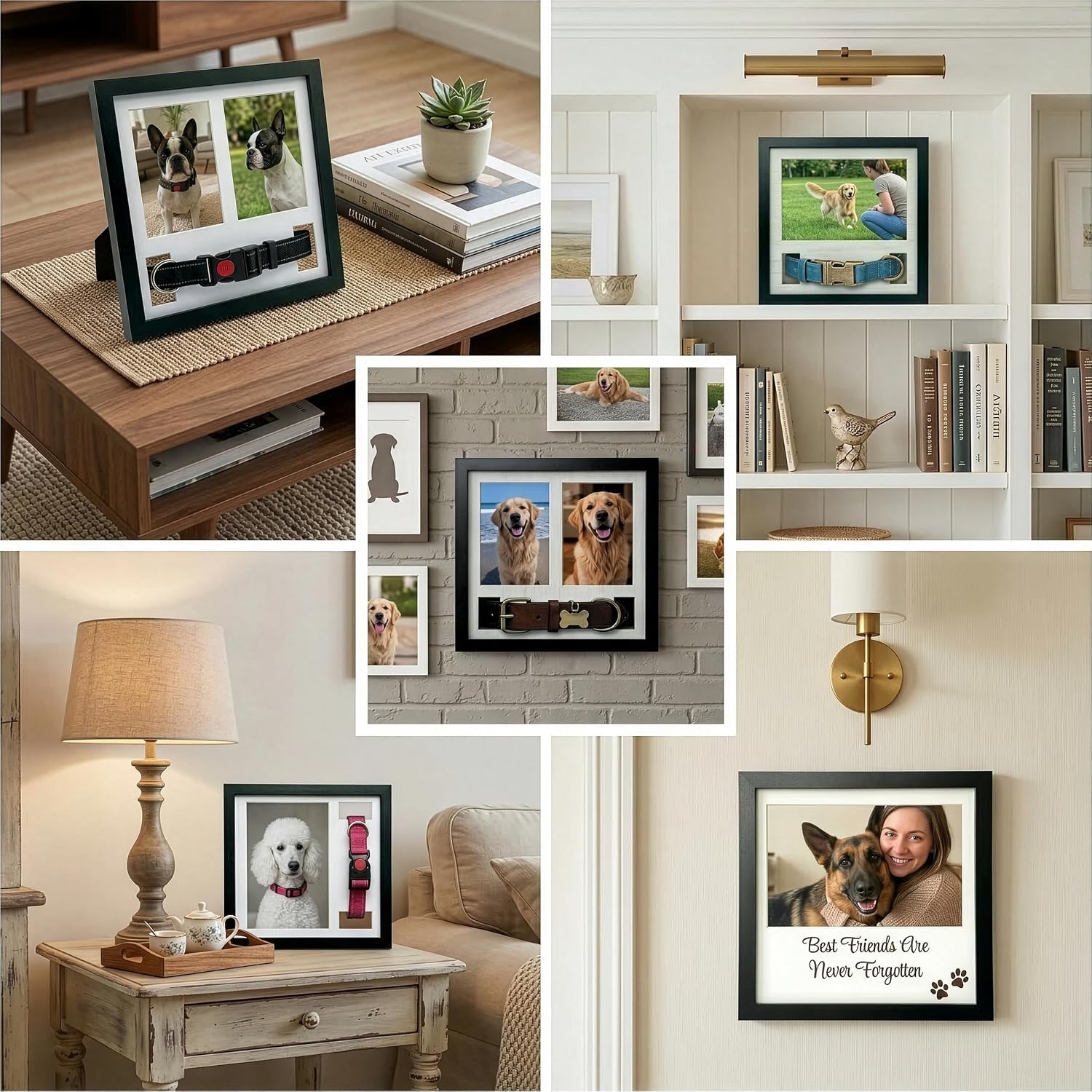 OtterPets Dog Memorial Picture Frame 9x9 with Collar Holder, 5 Displays image 4
