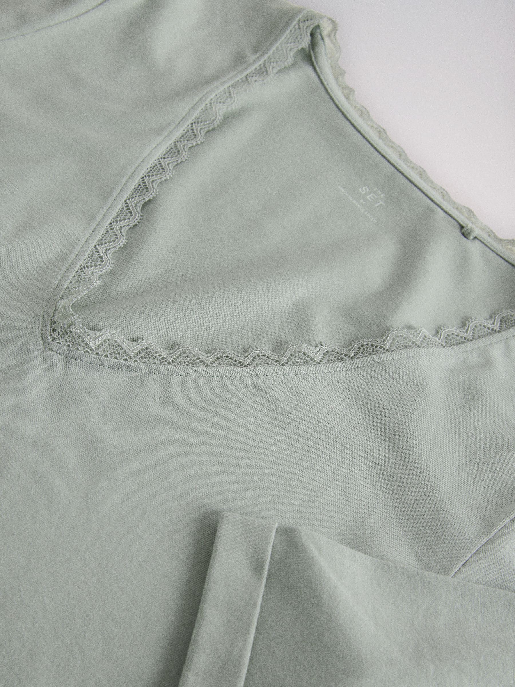 THE SET Donne Confezione da 4 Top con Scollo a V in Pizzo | Adulto, e maniche tre quarti, Standard, Pull On