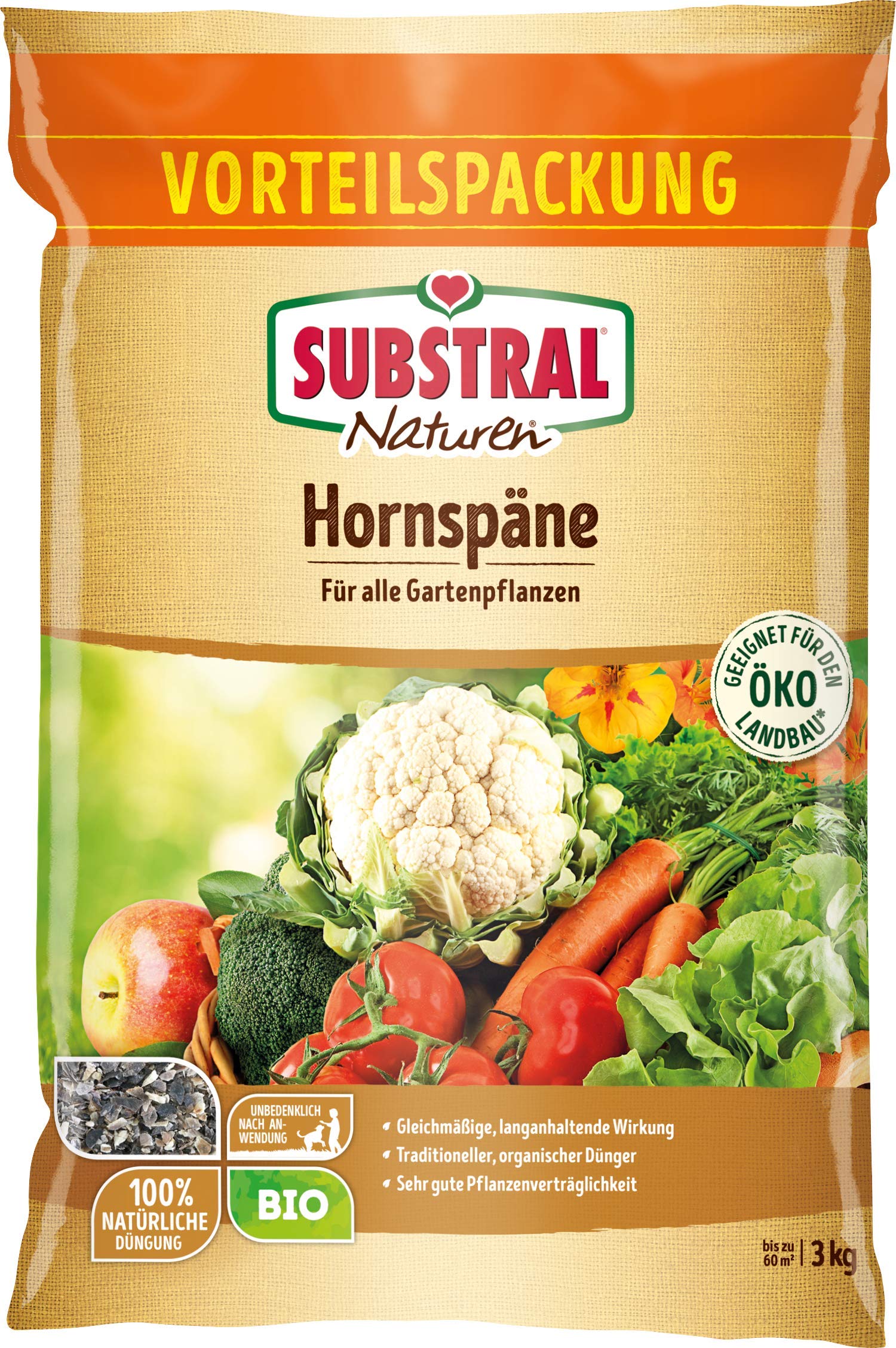 Substral Naturen Bio wióry rogowe, 3 kg, naturalny organiczny nawóz azotowy o natychmiastowym i długotrwałym działaniu