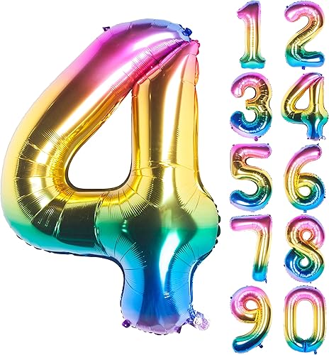 Miniatura 30 de Globos de dígitos de número morado de 40 pulgadas de papel de aluminio con helio para fiesta de cumpleaños (Morado 7) Púrpura 7,Arco iris oscuro