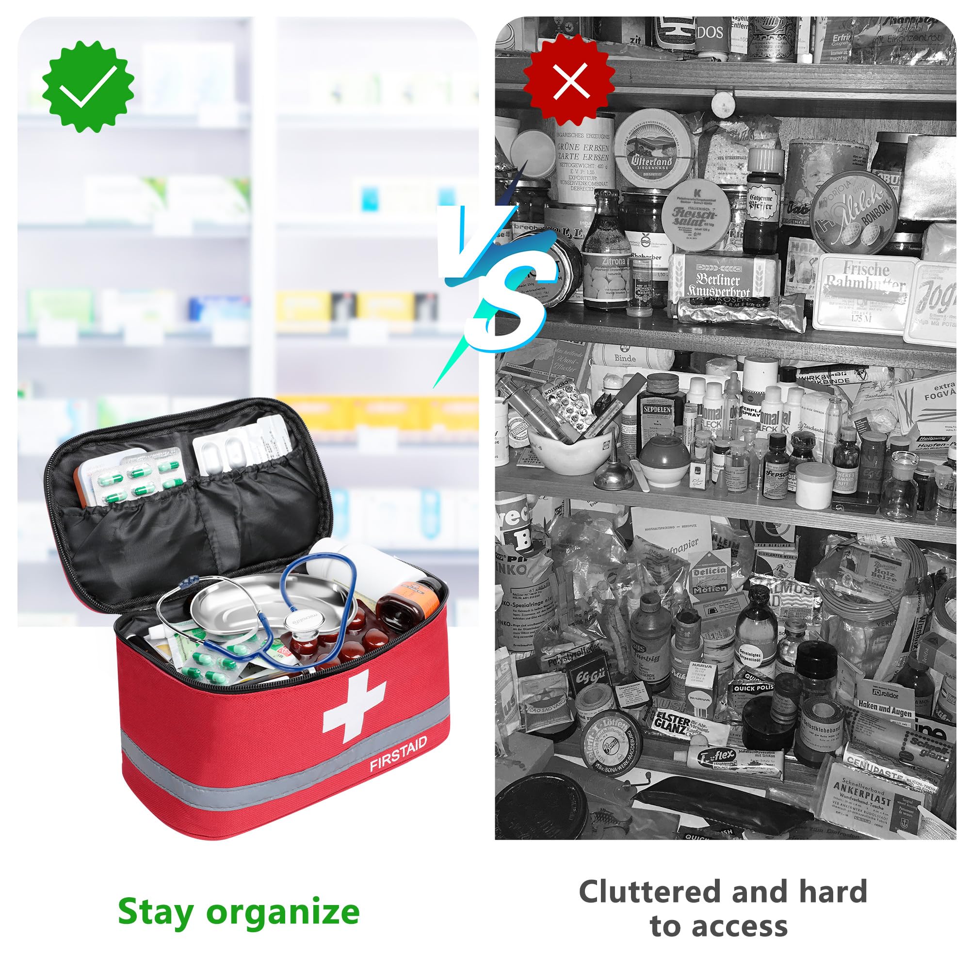 Romon Borsa Pronto Soccorso Viaggio, Impermeabile Kit di Pronto Soccorso Vuota, Alta capacità Borsa Medica Portatile Sportiva, Kit Medico Vuota per Viaggio Ufficio Casa All'aperto
