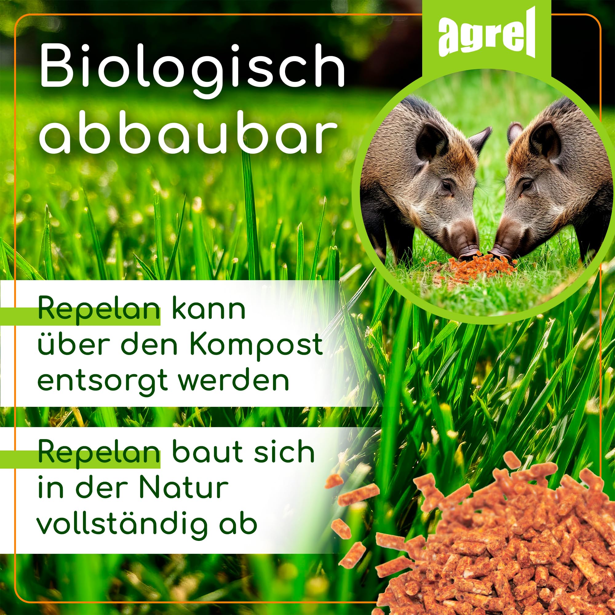 Repelan Wildschwein Abwehr Pellets 7,5 kg | Wildschweinschreck ohne Strom | Wildschutzmittel für Garten, Feldrand & Landwirtschaft