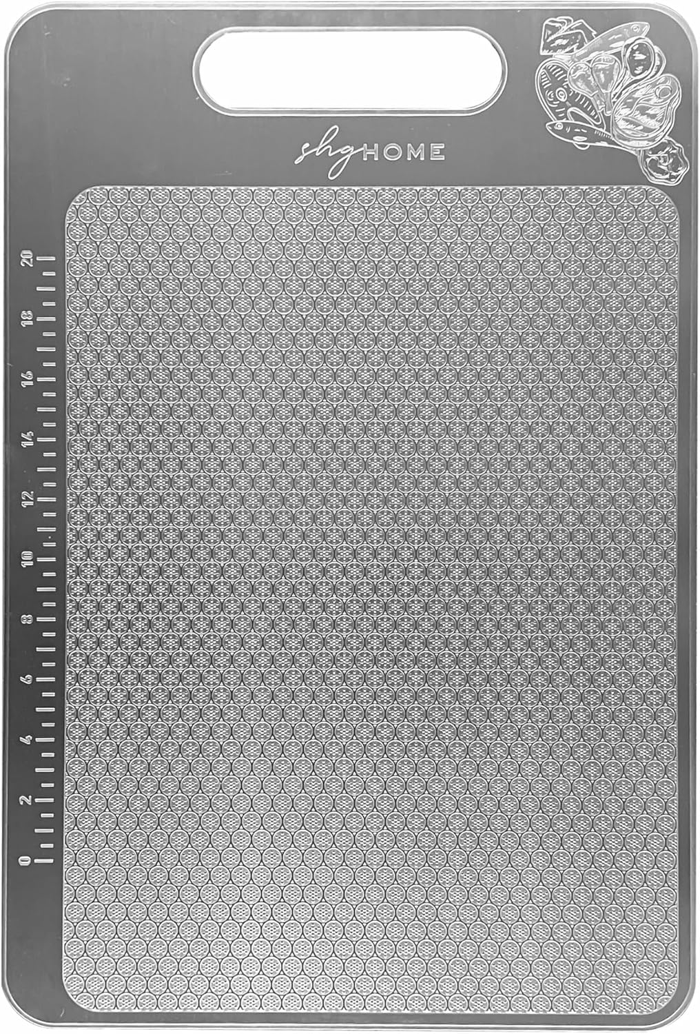 SHG Home Özel Tasarımlı 304 Paslanmaz Çelik Kesme Tahtası1,5 mm Kalınlık, 23 X 34 cm Yıkanabilir, Gıda Temasına Uygun, Hijyenik
