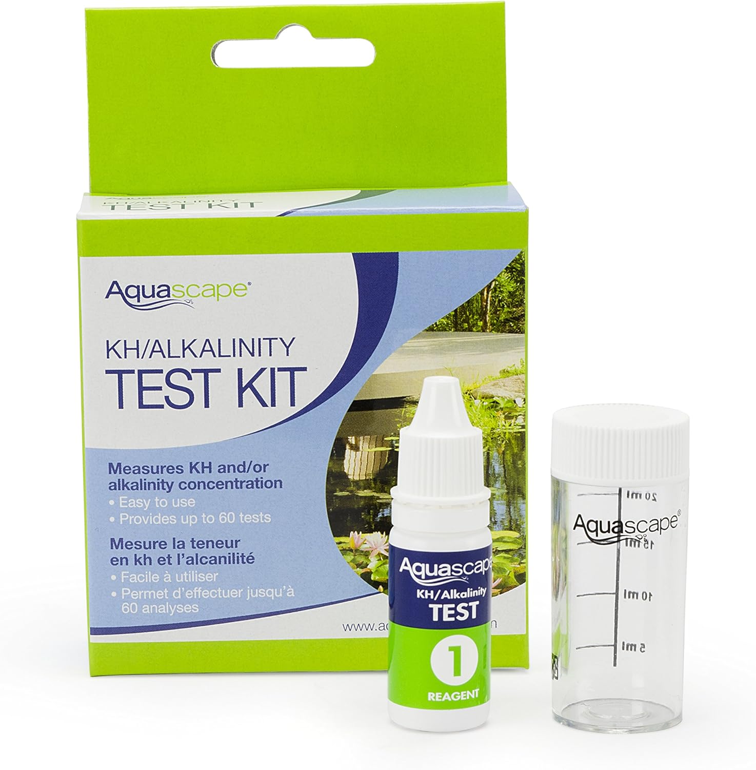 Aquascape 96019 Water Test Kit KH Alkalinity for Pond and Garden Features, 60 Tests