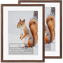 Rustic Walnut 17x23 Frame - Set of 2, 17 x 23 Poster Frame with Mat for 13x19, Picture Frames for Artwork, Puzzles, Photos and Movie Posters