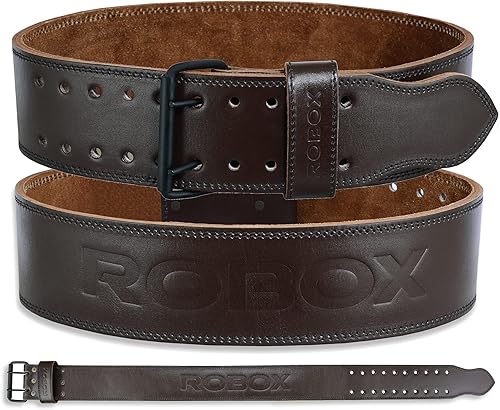 ROBOX Cinturón de levantamiento de pesas de 4 pulgadas, soporte de espalda de 0.394in, cuero de vaca auténtico, culturismo, entrenamiento, peso