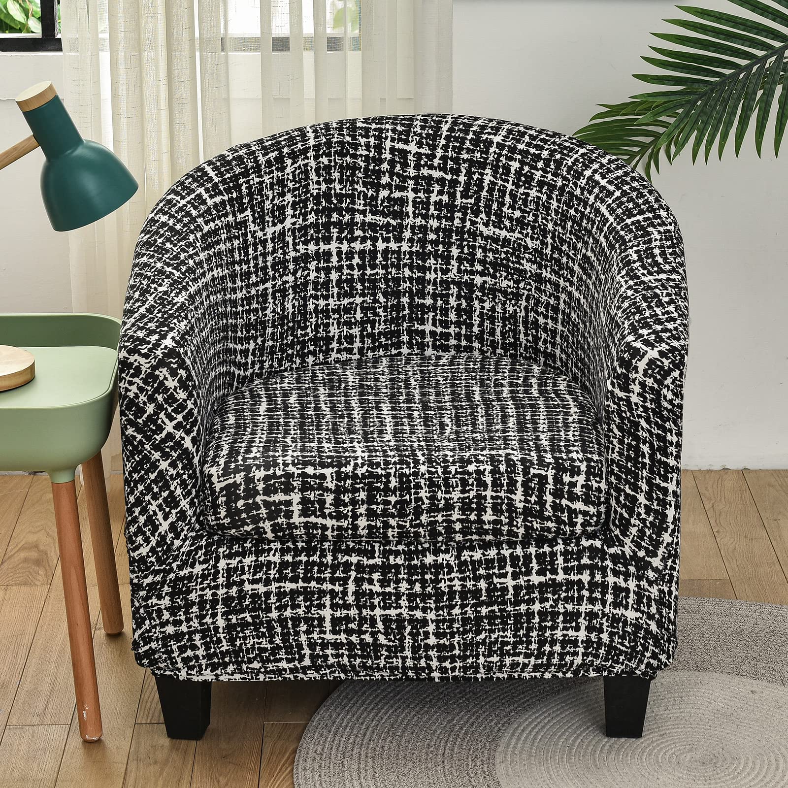 ele ELEOPTION Tub Chair Covers 2 Piece Set - Upgraded IN 1 Design Bucket High Stretch Printed Soft Club Armchair Slipcovers Cafe Bar Office Reception (Print 8), One Size, (WBYT) — image 1