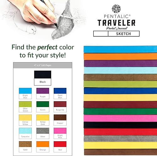 Miniatura 7 de Pentalic Paquete de cuaderno de bocetos de bolsillo de 4 x 6 pulgadas, color negro y rosa brillante