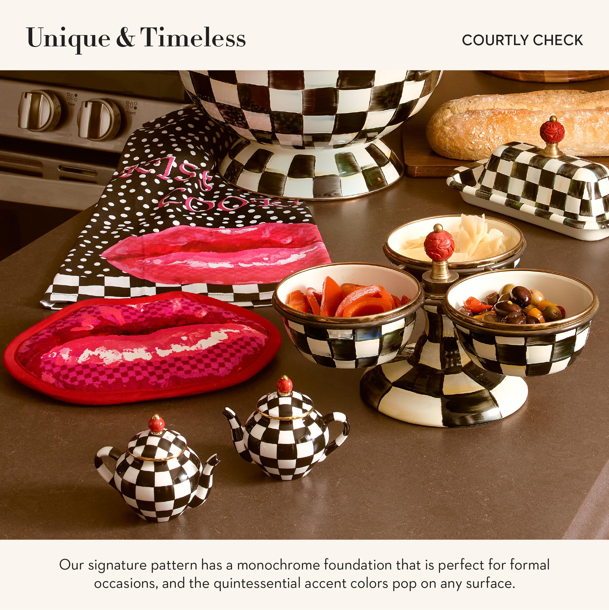 Amazon | MacKenzie-Childs Teapot Salt and Pepper Set, Black-and