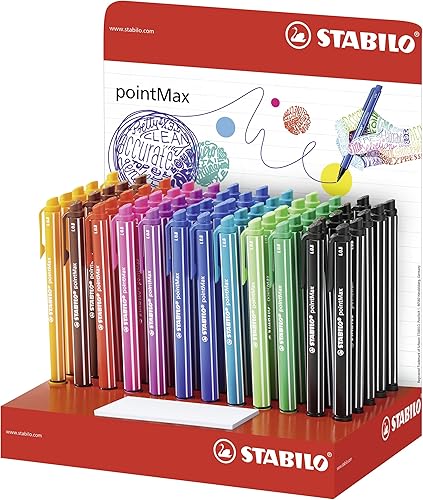 Miniatura 12 de STABILO Fineliner pointMax - Paquete de 8 unidades, colores pastel surtidos, punta media de nailon de 0.031 in, tinta de secado rápido a base