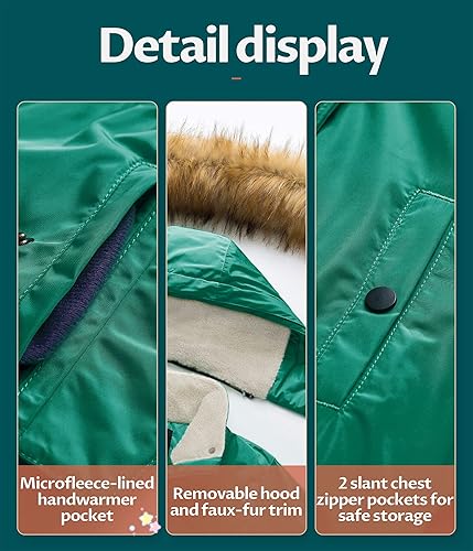 Miniatura 7 de CREATMO US Chaqueta de esquí acolchada con cuello recortado de sherpa para niña