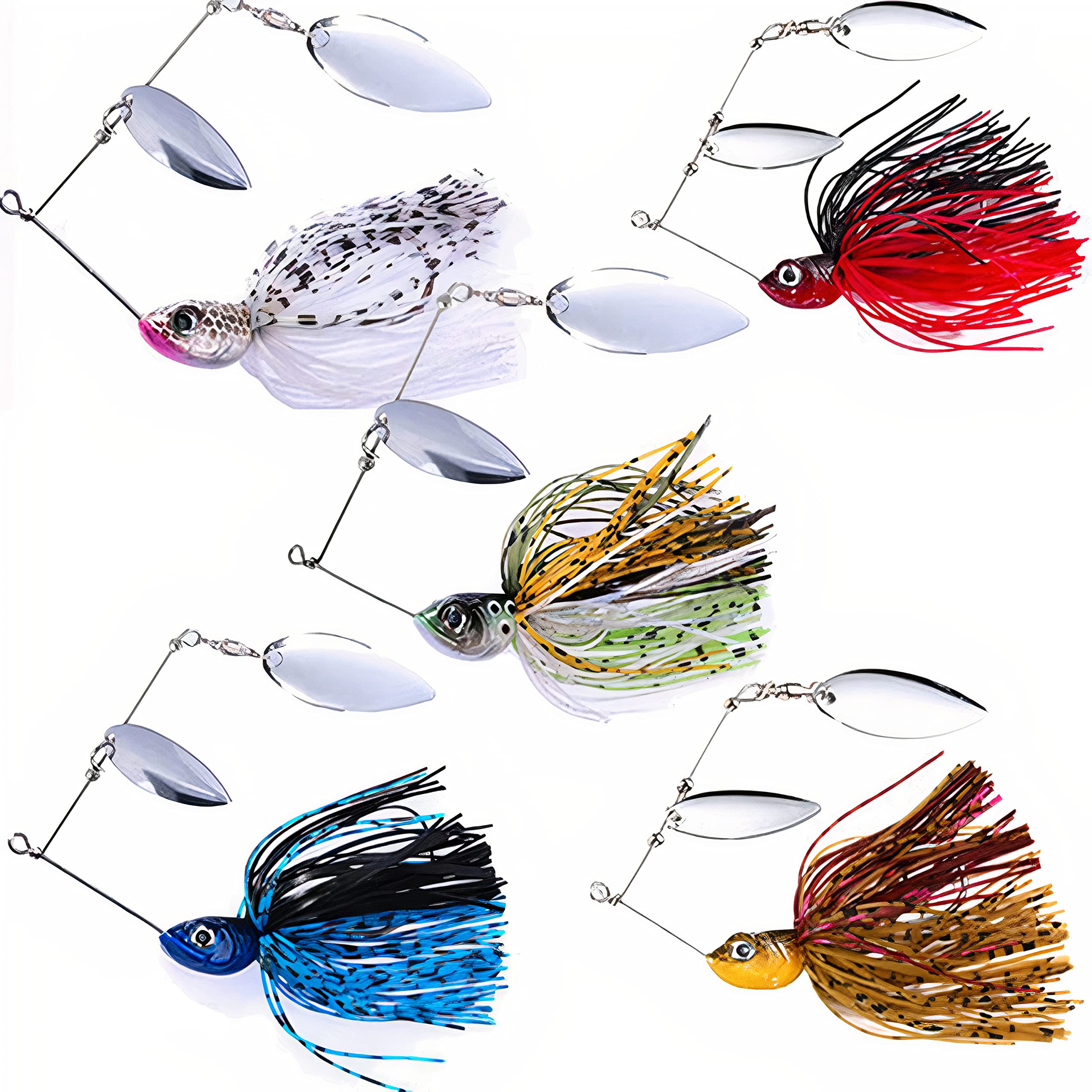 Lot De 4 Chatterbaits Njord 2024 – 7g, 10g, 14g – UV Activés (2x) – Queue En Plumes – Protection Anti-herbe – Pour Brochet, Perche, Silure – Boîte De Rangement Incluse
