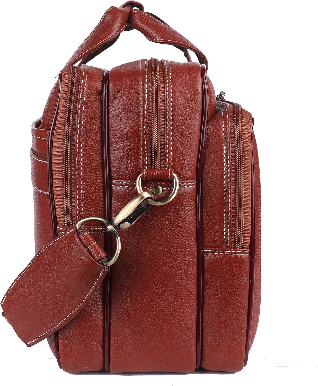 Premium Vintage Leather Laptop Briefcase for Men, Business Work Bag with Shoulder Strap, Multi-Compartment Messenger Bag