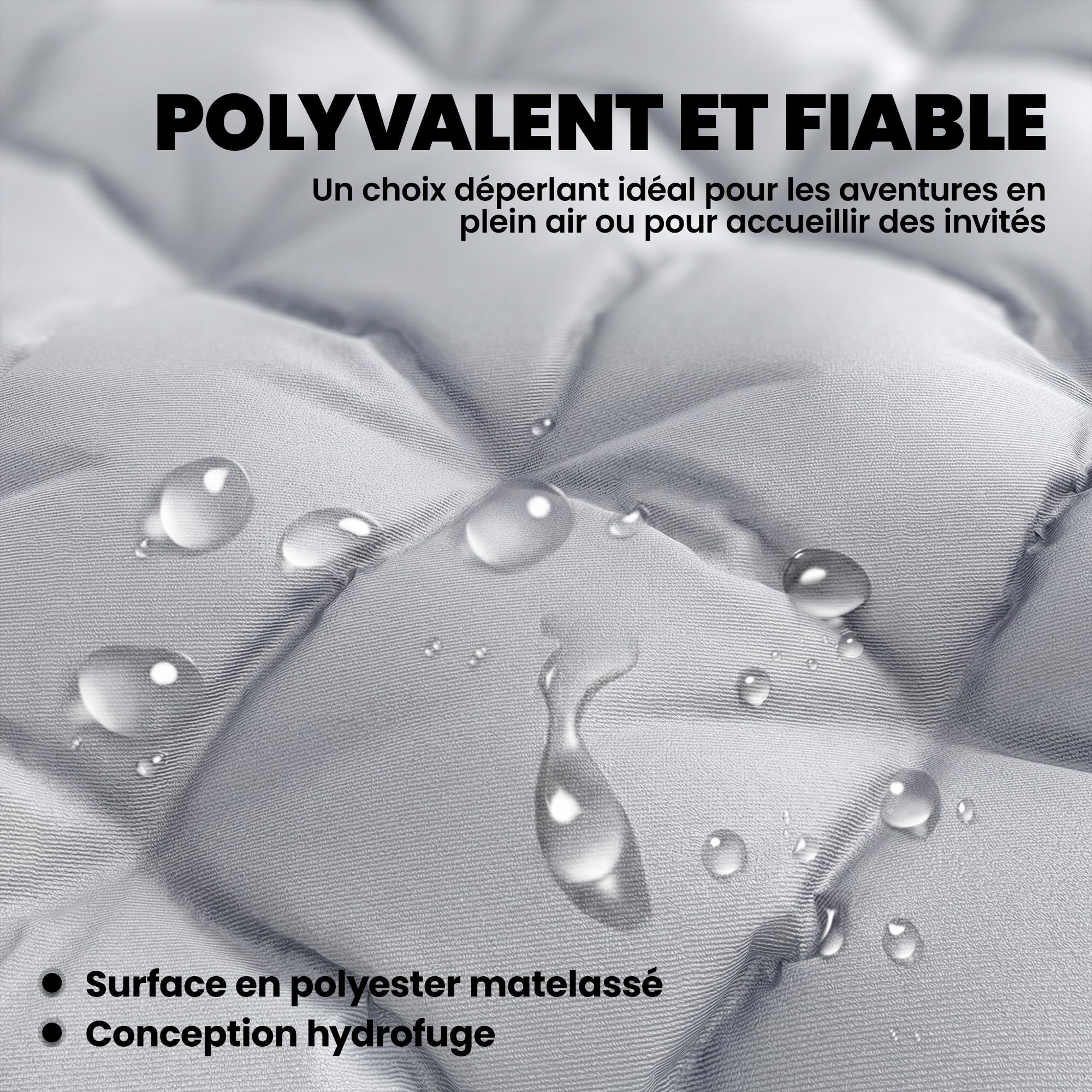 Outsunny Matelas de Camping Pliable 7,6 cm d'épaisseur avec Sangles élastiques Gris Clair