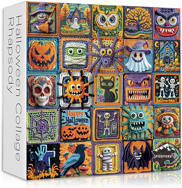 Halloween Puzzles for Adults 1000 Pieces, Horror Puzzle Feature Witch Black Cat Bat Pumpkin Skull,Ghost Fall Jigsaw Puzzles Unique Art College